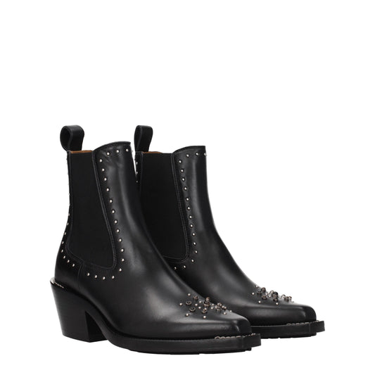 Chloé Black Leather Ankle Boots