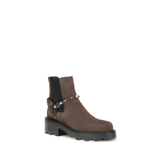 Valentino Garavani Brown Calf Leather Bos Taurus Chelsea Boots