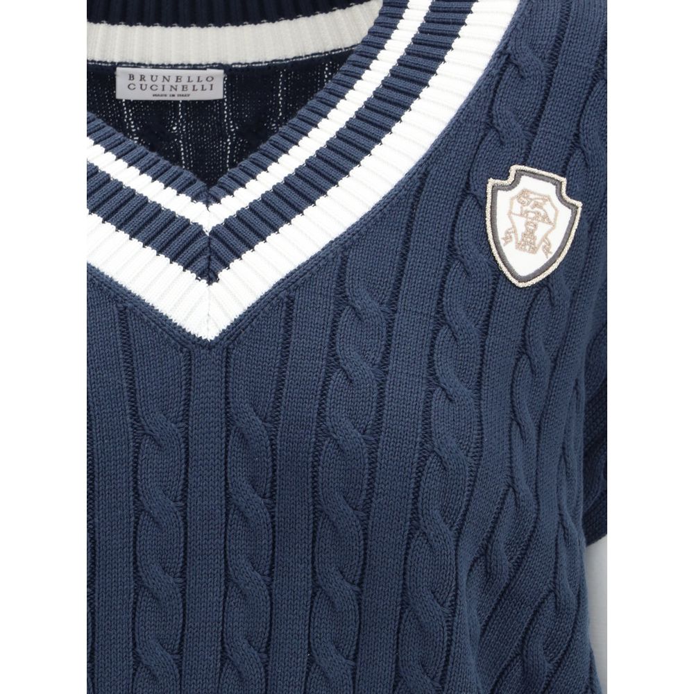 Brunello Cucinelli Blue Cotton Sweater