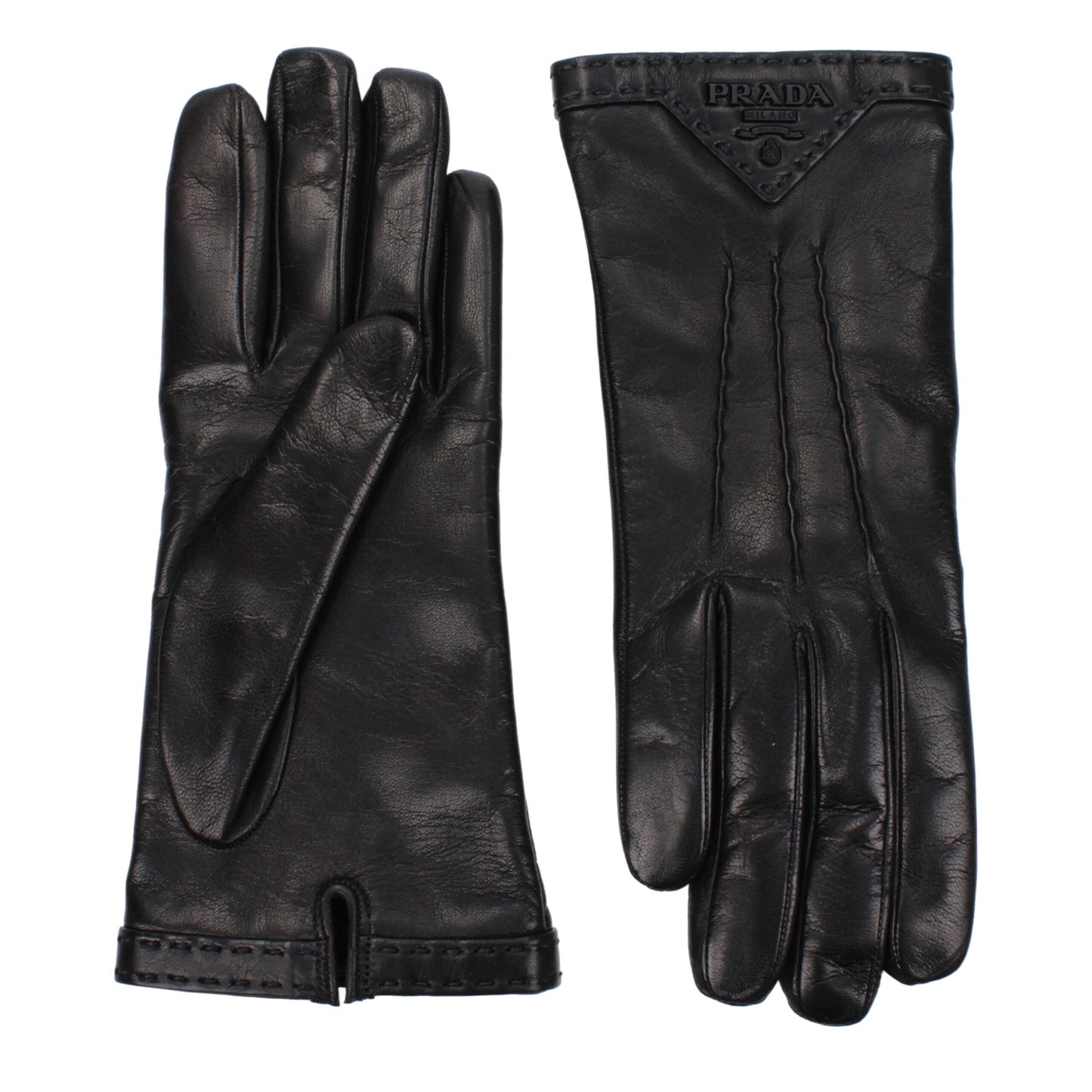 Prada Black Leather Gloves