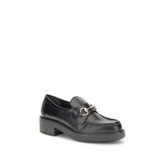 Gucci Black Calf Leather Bos Taurus Slip-On Loafers