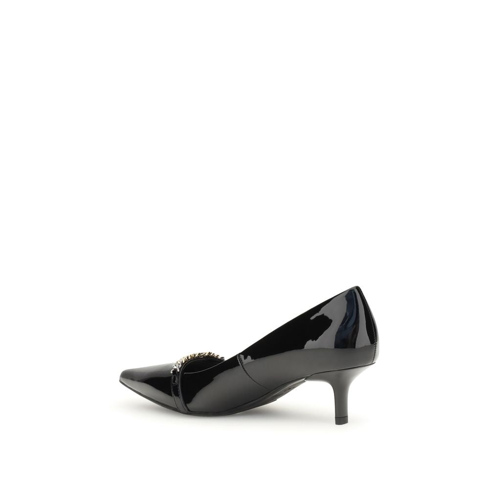 PINKO Black Calf Leather Bos Taurus Mid Heel Pumps