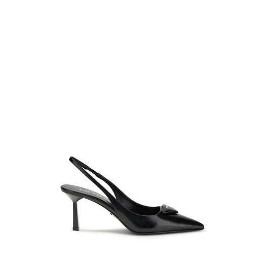 Prada Black Calf Leather Bos Taurus High Heel Pumps