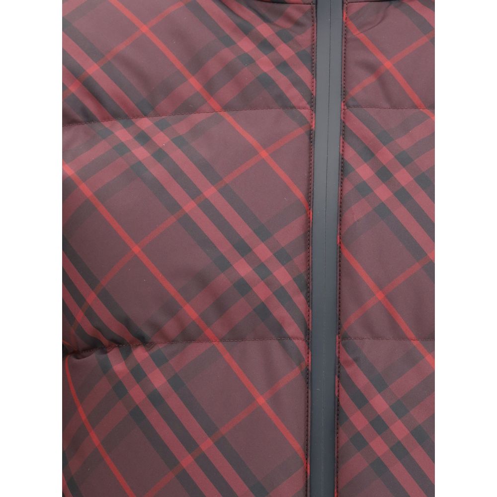 Burberry Soft Red Plaid Puffer Jacket