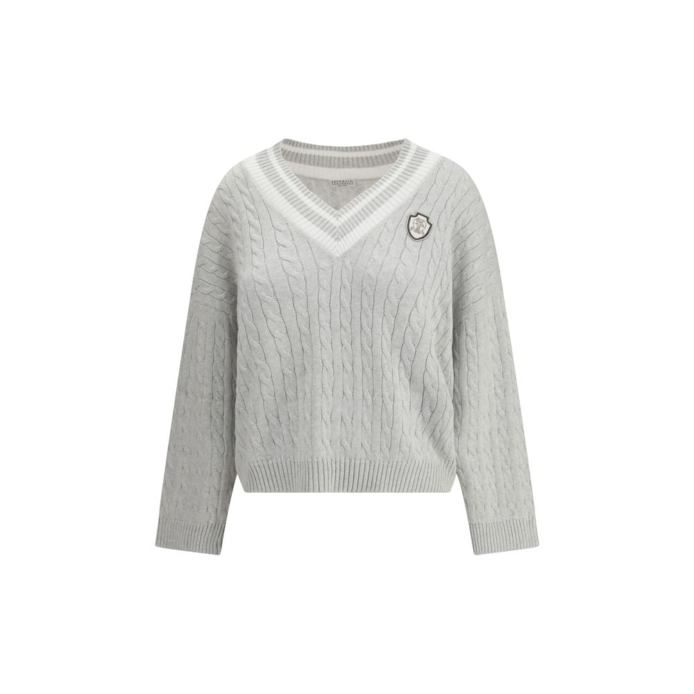 Brunello Cucinelli White Cotton Sweater