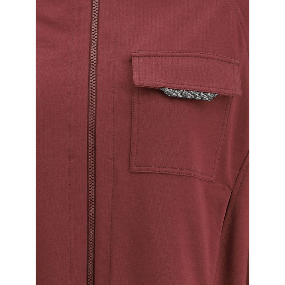 Brunello Cucinelli Bordeaux Cotton Zip Up Jacket