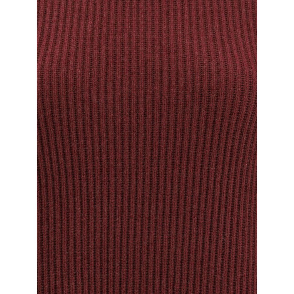 Brunello Cucinelli Bordeaux Fleece Wool Sweater Dress