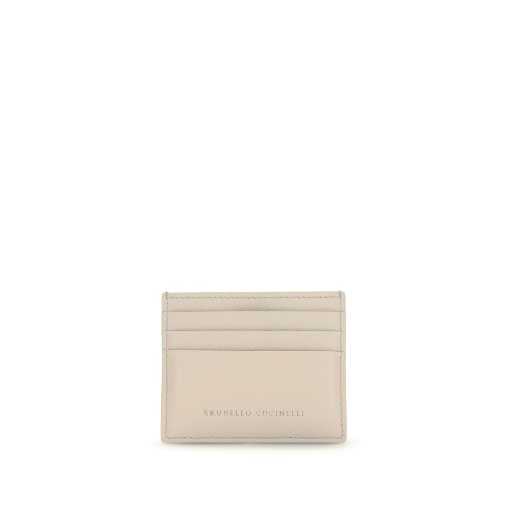 Brunello Cucinelli Beige Calf Leather Bos Taurus Card Wallet