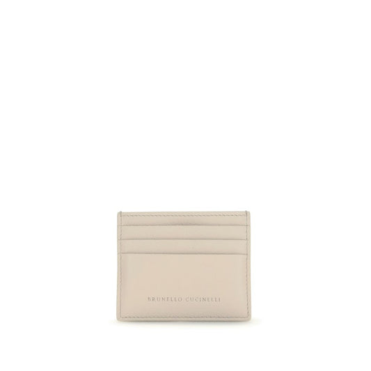 Brunello Cucinelli Beige Calf Leather Bos Taurus Card Wallet