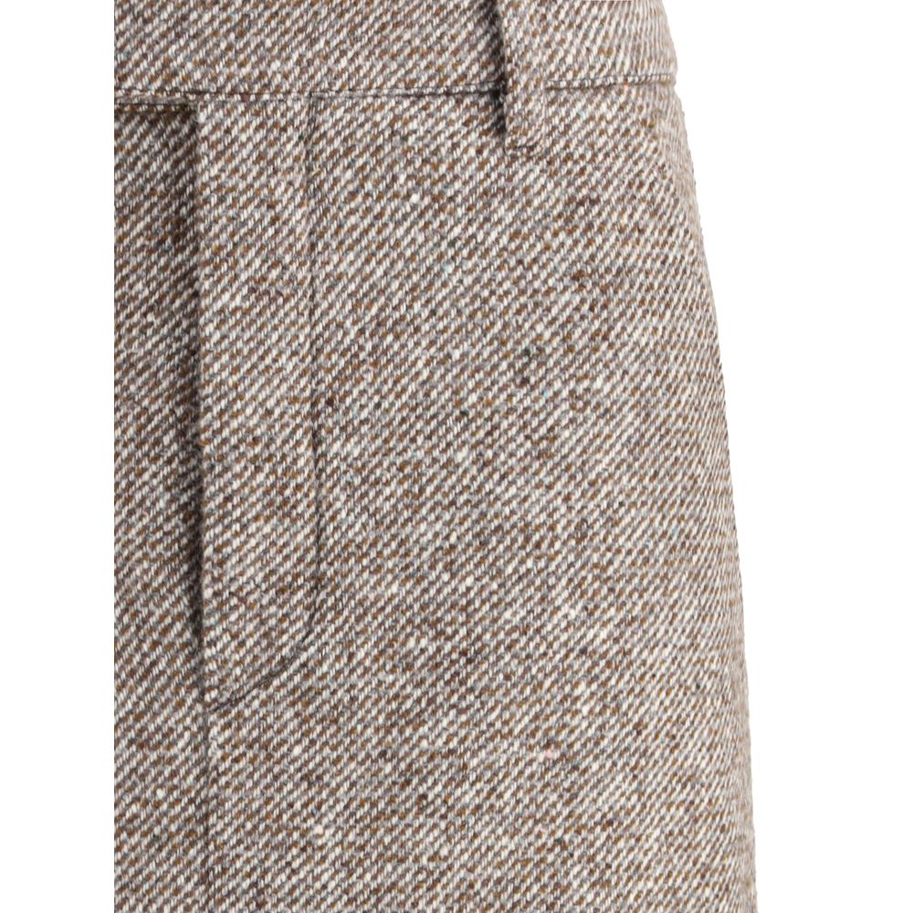 Brunello Cucinelli Brown Fleece Wool Maxi Skirt