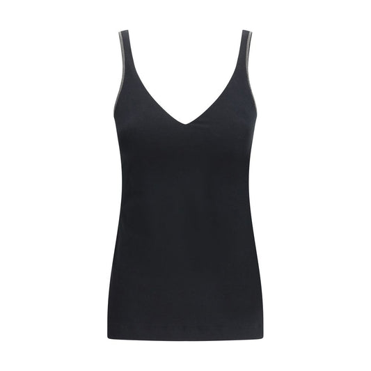 Brunello Cucinelli Jewelled Black Sleeveless Top